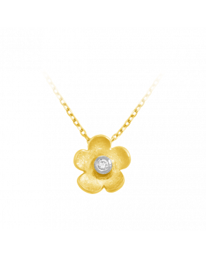 Anhänger aus 750er Gelbgold »Blume, 100311« mit Diamant