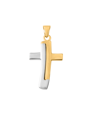 Anhänger aus 585er Gelbgold und Weissgold »Kreuz, 100431«