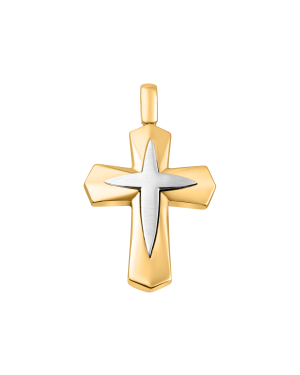 Anhänger aus 585er Gelbgold und Weissgold »Kreuz, 100435«