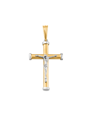 Anhänger aus 585er Gelbgold und Weissgold »Kreuz, Jesus, 100465«