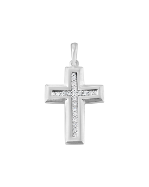 Anhänger aus 585er Weissgold »Kreuz, 100475« mit Zirkonia