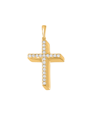 Anhänger aus 585er Gelbgold »Kreuz, 100477« mit Zirkonia