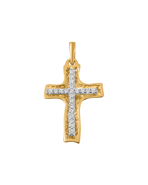 Anhänger aus 585er Gelbgold und Weissgold »Kreuz, 100478« mit Zirkonia