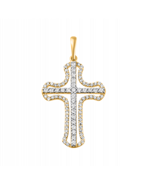 Anhänger aus 585er Gelbgold und Weissgold »Kreuz, 100494« mit Zirkonia