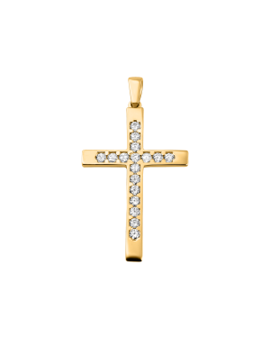 Anhänger aus 585er Gelbgold »Kreuz, 100499« mit Zirkonia