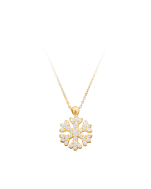 Halskette aus 585er Gelbgold »585er Gold, Schneeflocke (Snowflake), 101189« mit Zirkonia-Gelbgold