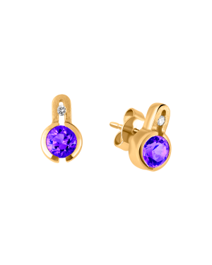 Ohrstecker aus 750er Gelbgold »100015« mit Diamanten und Amethyst