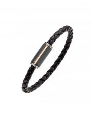 Armband aus Leder, Carbon und Titan »Geflochtenes Lederband, 100244«