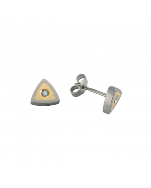 Ohrstecker aus Titan und 750er Gelbgold »100187« mit Diamanten