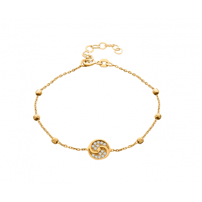 Armkette »585er Gold, Yin Yang, Rosenkranz, 101204« mit Zirkonia